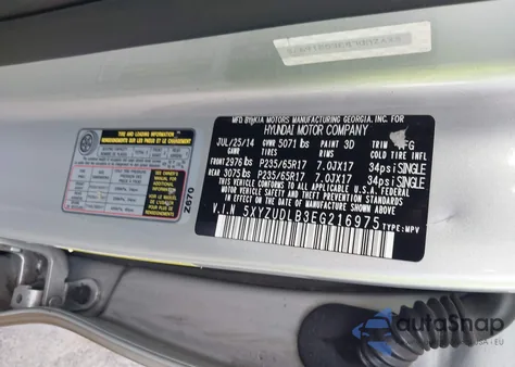 2014 Hyundai Santa Fe Sport 2.4L из США, поврежденный, VIN 5XYZUDLB3EG216975